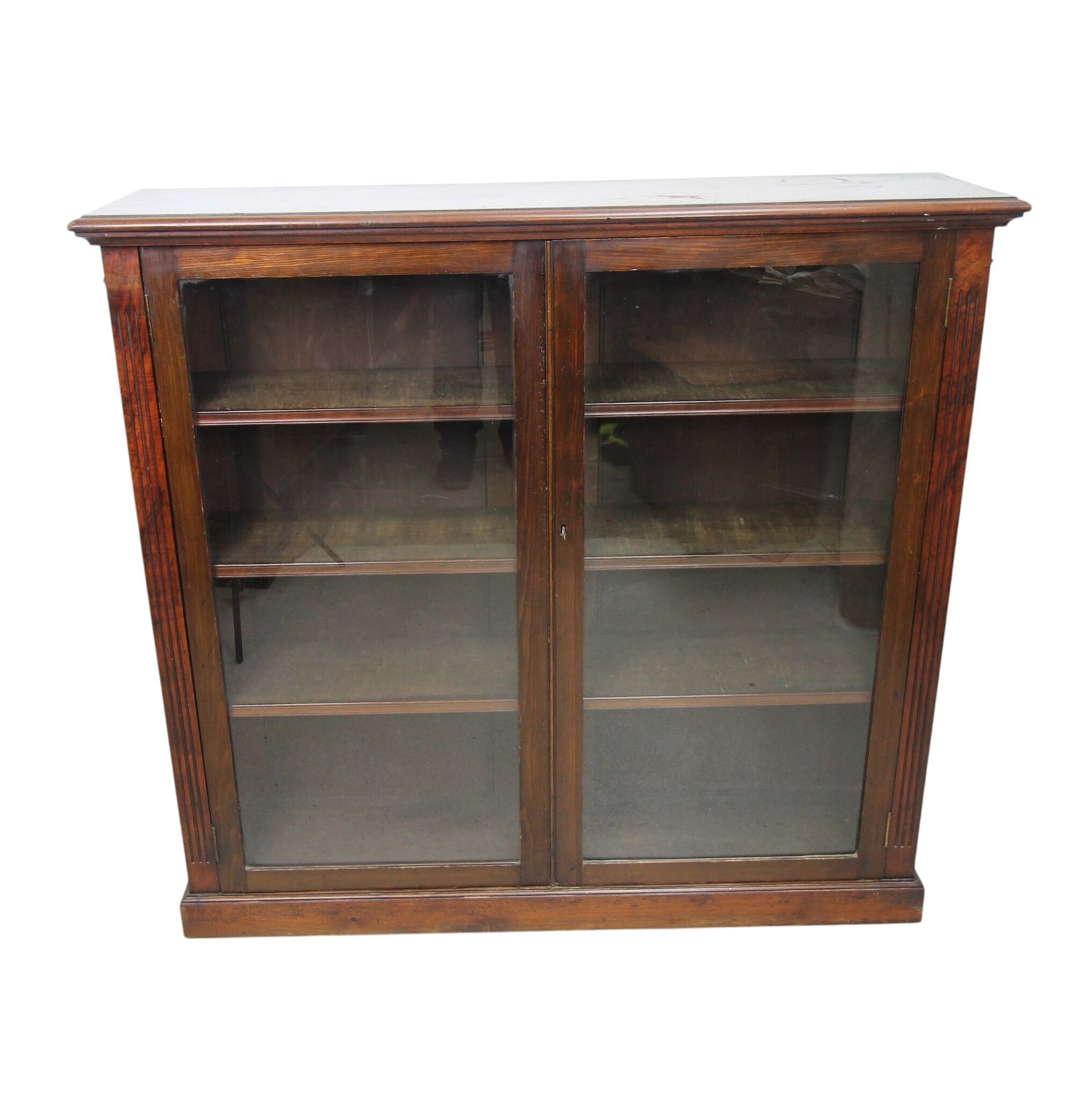 Antique Glass Front Bookcase, Medium Height, Adjustable Shelves, Lockable photo vinterior