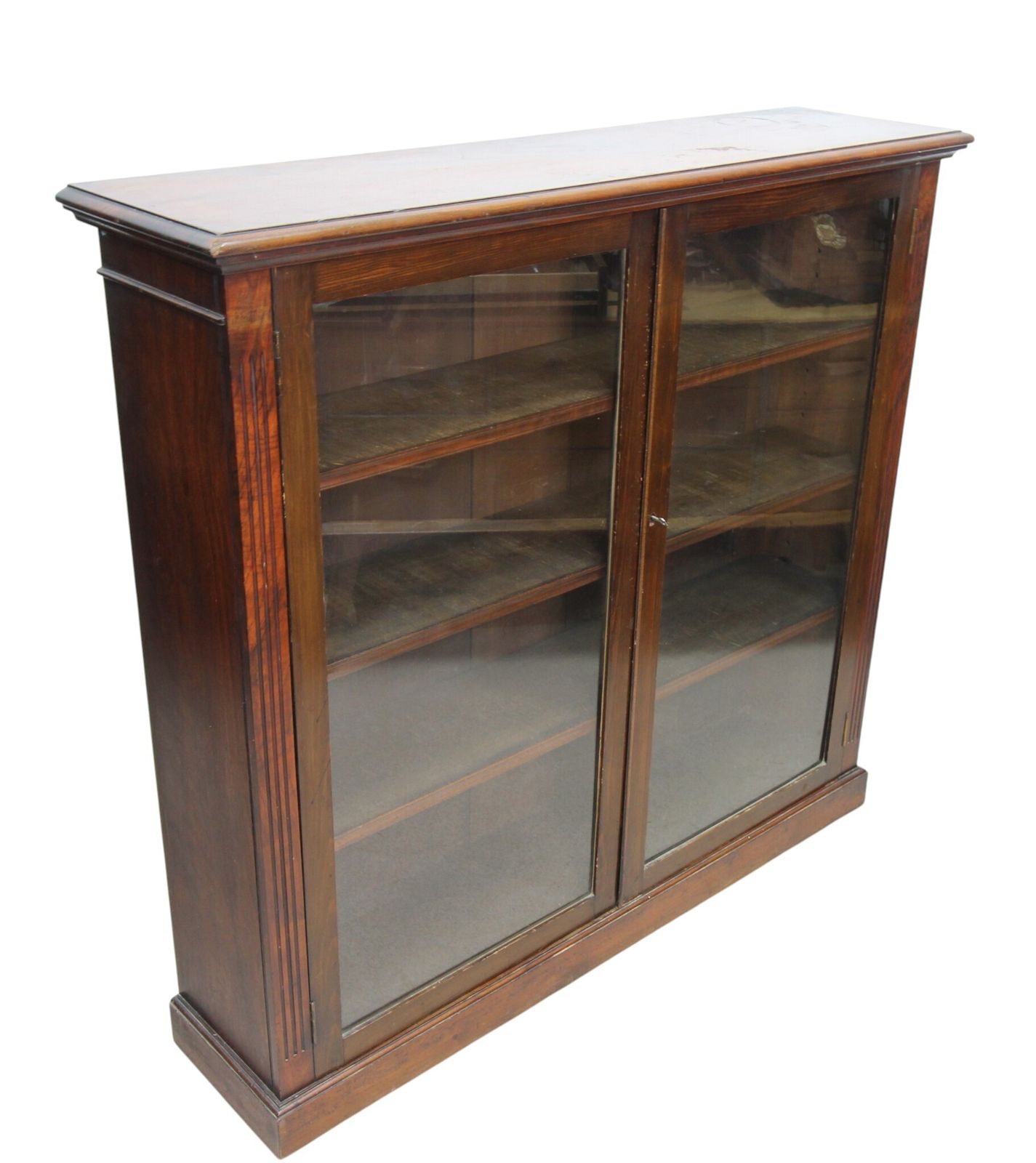Antique Glass Front Bookcase, Medium Height, Adjustable Shelves, Lockable photo furniture