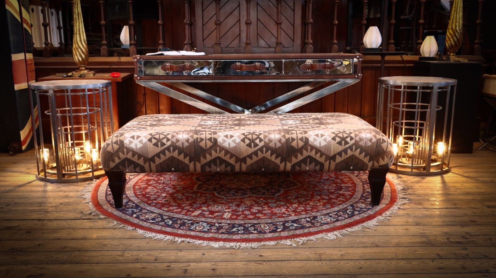 Stunning John Sankey Intended Large Footstool Ottoman Coffee Kilim Brown 🚚 photo furniture