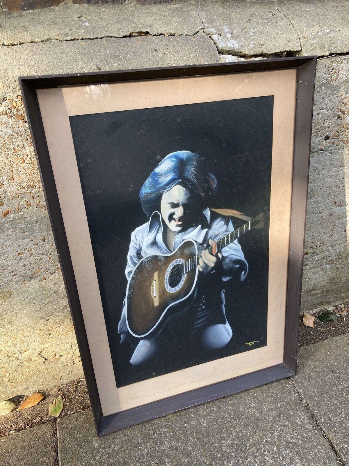 Neil Diamond Memorabilia Oil Painting Framed Portrait Mid Century Dated 1977 photo for sale