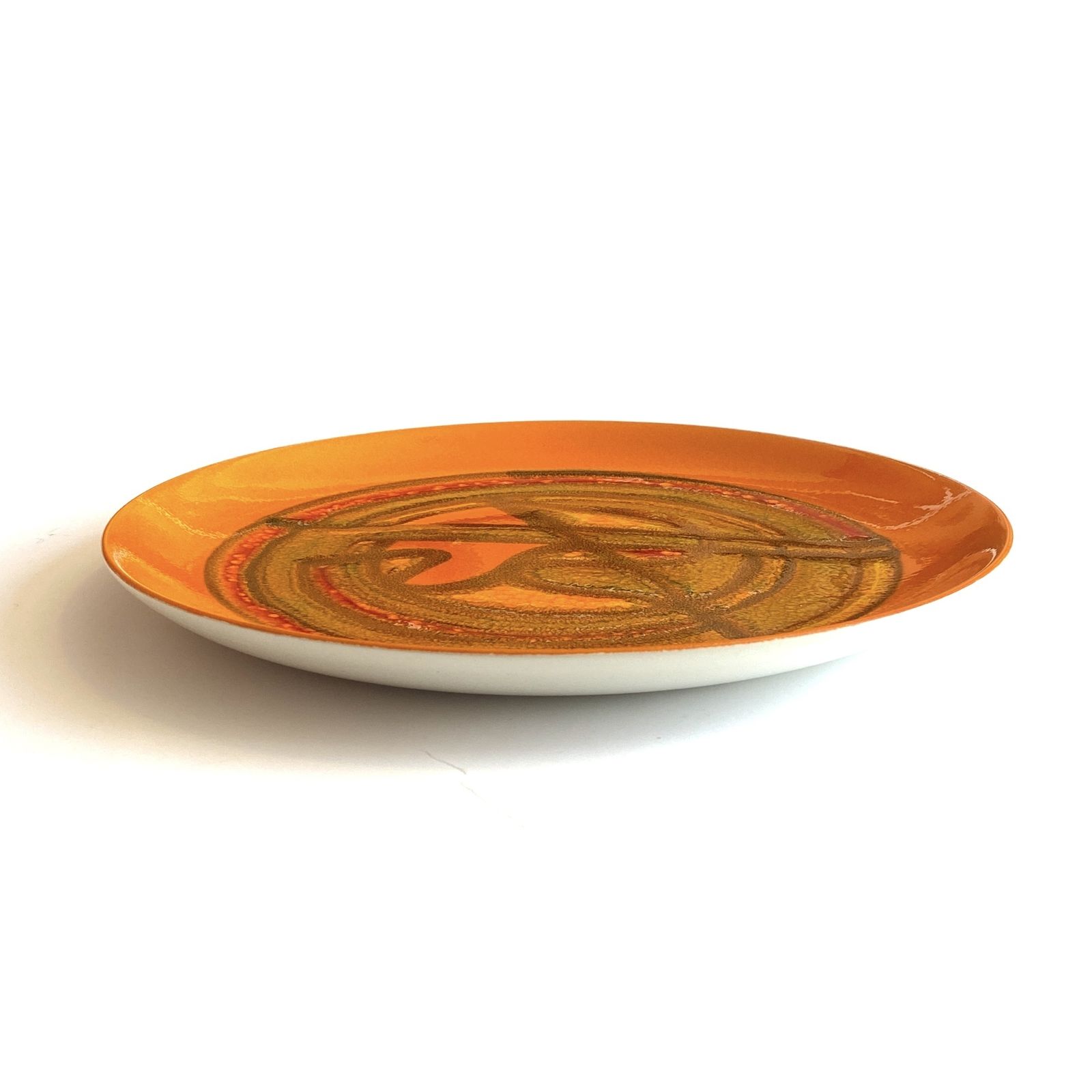 Poole Pottery Orange Delphis Plate (10"), Shape 4a, By Wendy Smith photo Home Decor
