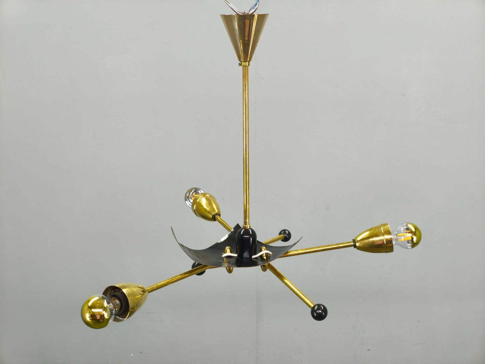 Italian Stilnovo Style Brass Sputnik Chandelier, 1970s photo 902.0