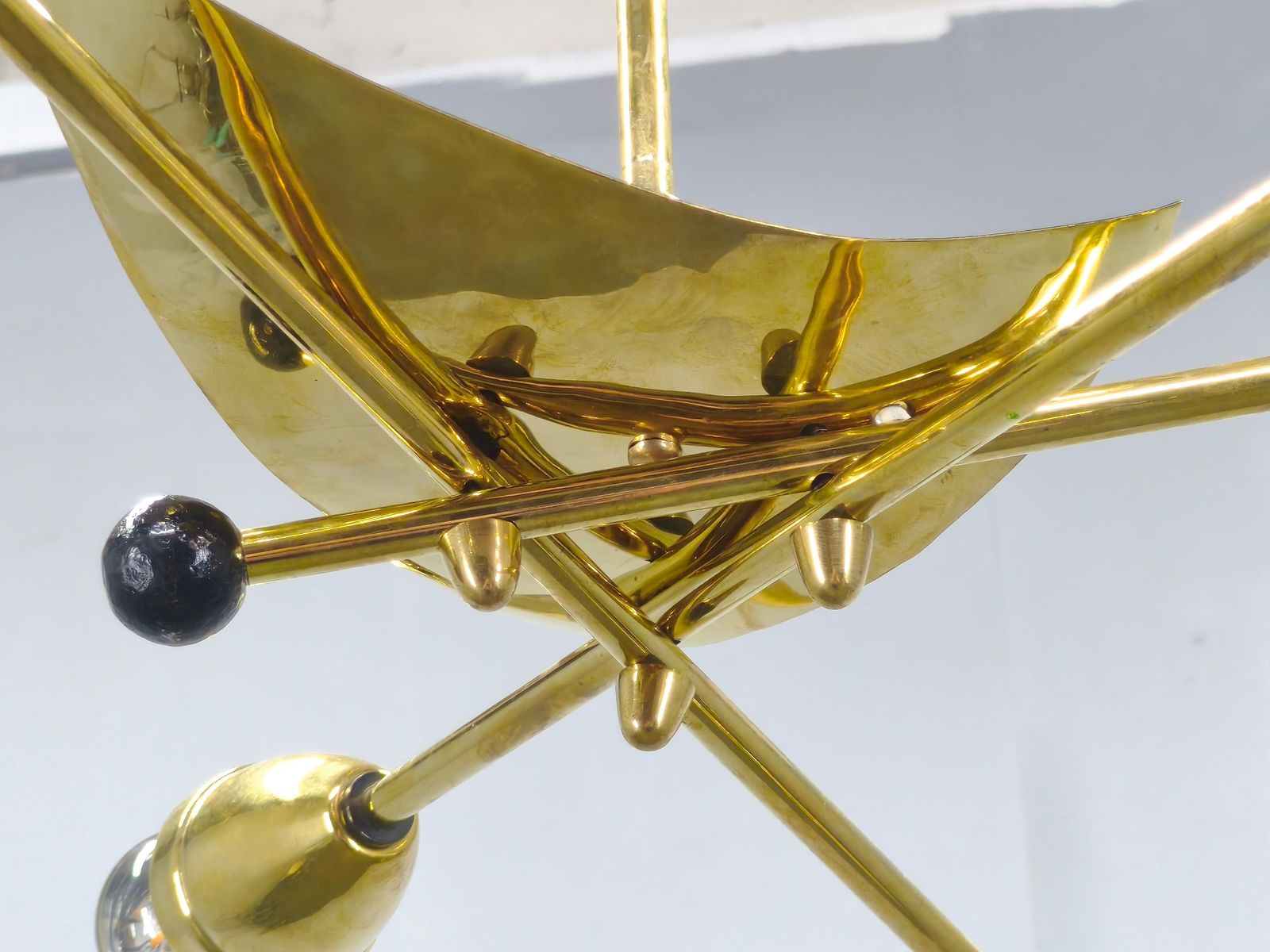 photo furniture Italian Stilnovo Style Brass Sputnik Chandelier, 1970s