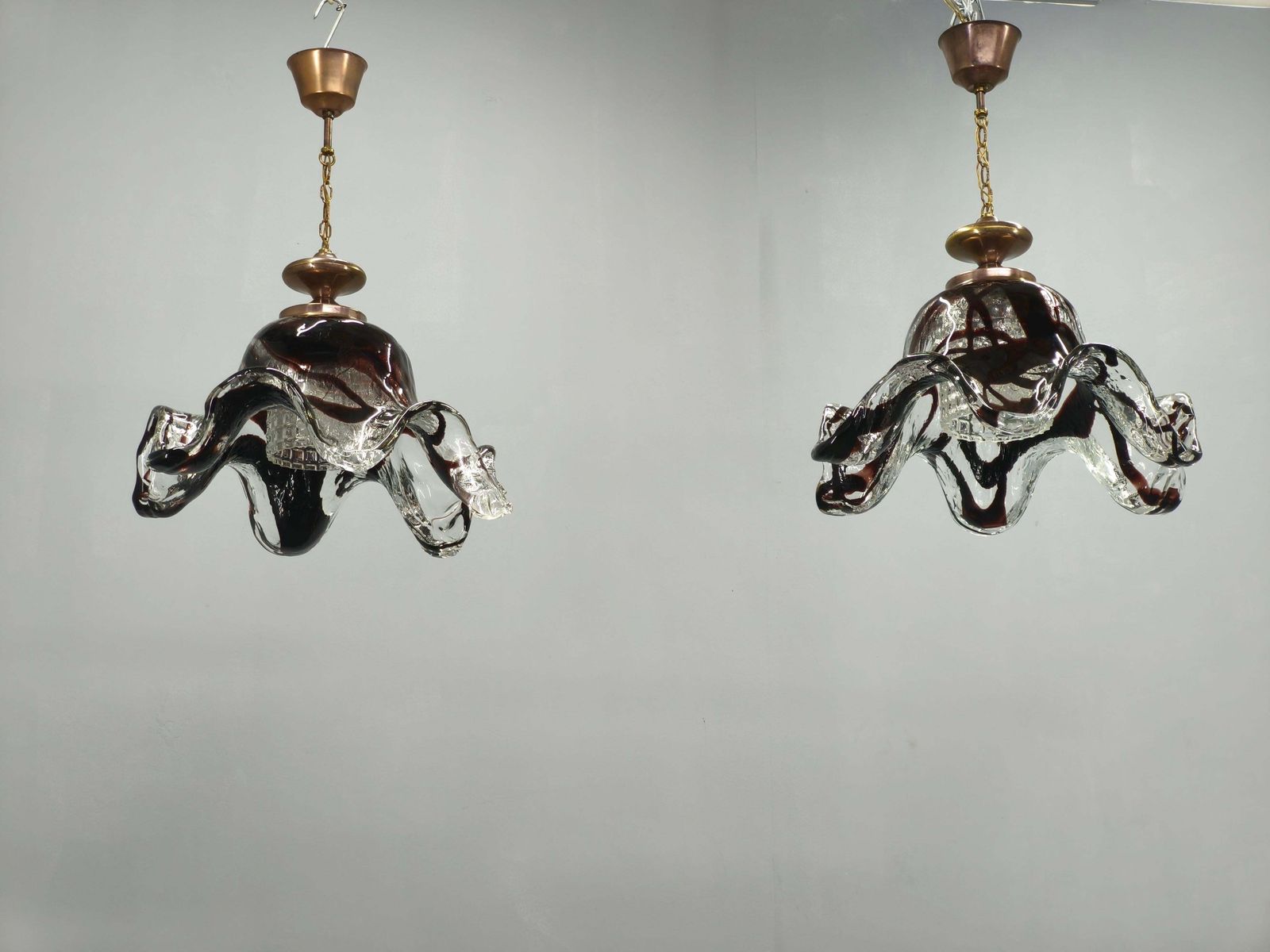 Pair Of Murano Glass Pendant Lights, Italy, 1960s photo furniture