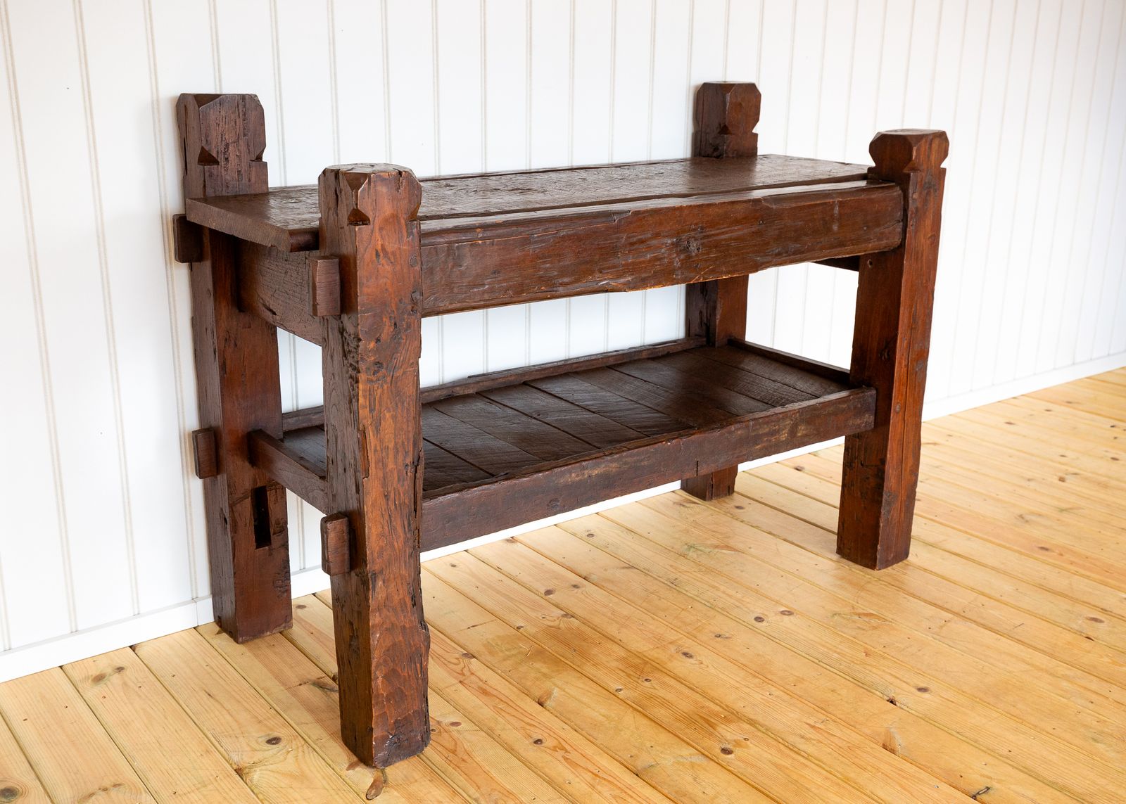 Antique Shelving Media Unit Display Stand Consol.E Primitive Brutalist Craftsman Rusti.C Artisan Buffet Serving Bar Provincial French