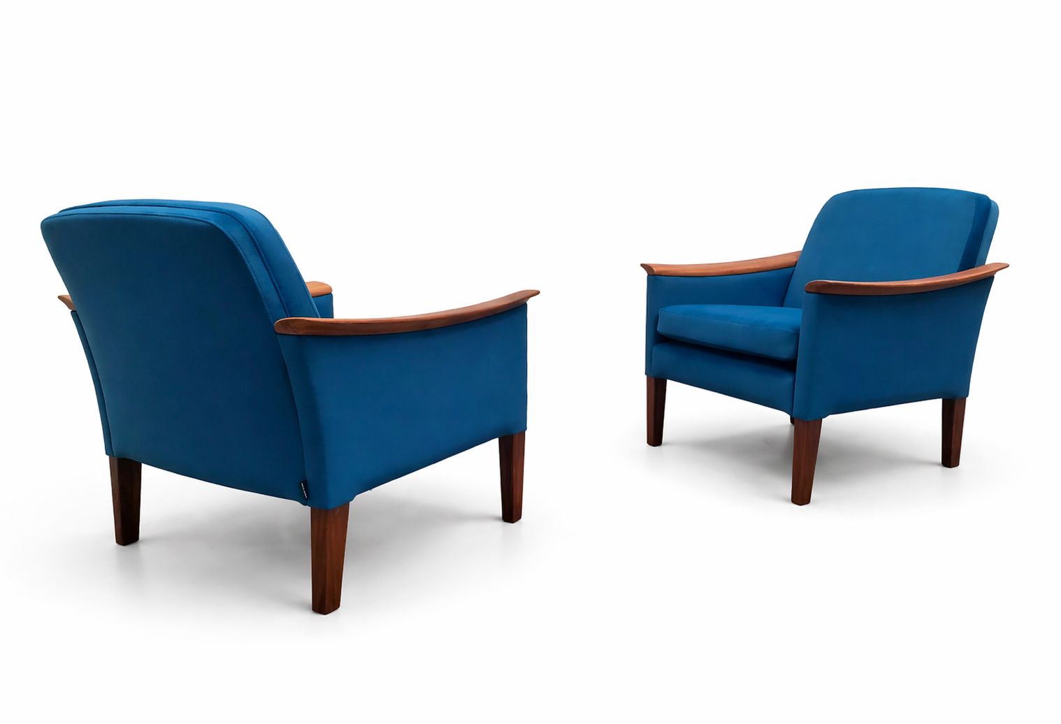 1960 Mid Century Danish Teak Loungers In Teal Velvet