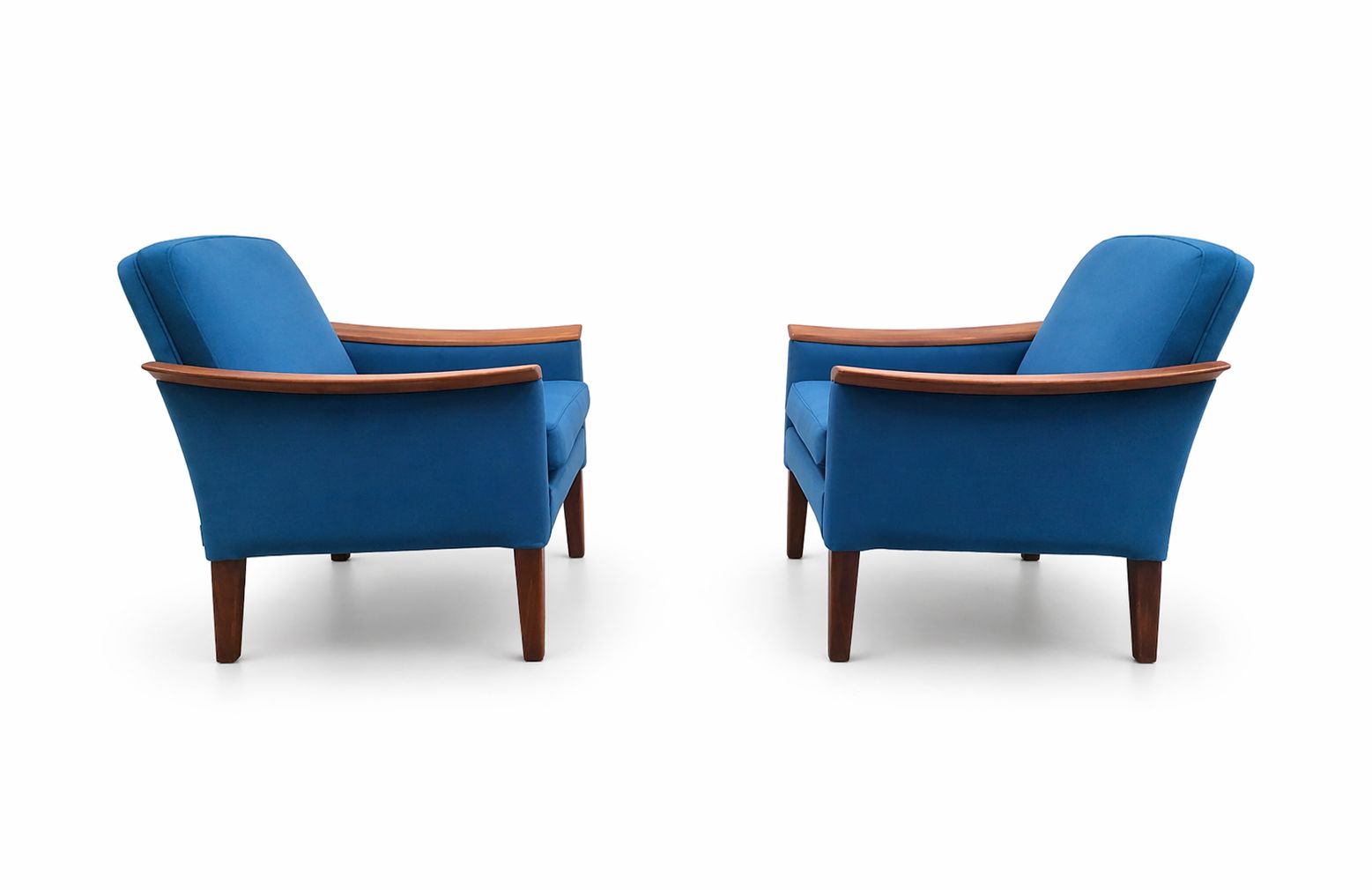 1960 Mid Century Danish Teak Loungers In Teal Velvet photo 850.0