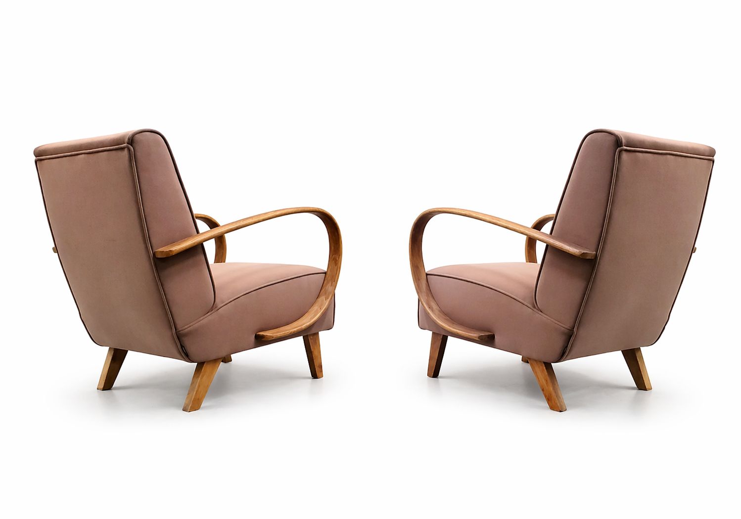 1930s Jindrich Halabala Bentwood Armchairs – Dark Beige Velvet photo Furniture