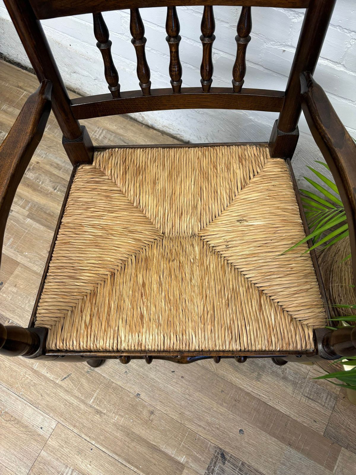 photo furniture Antique Lancashire Carver Chair With Rush Seat