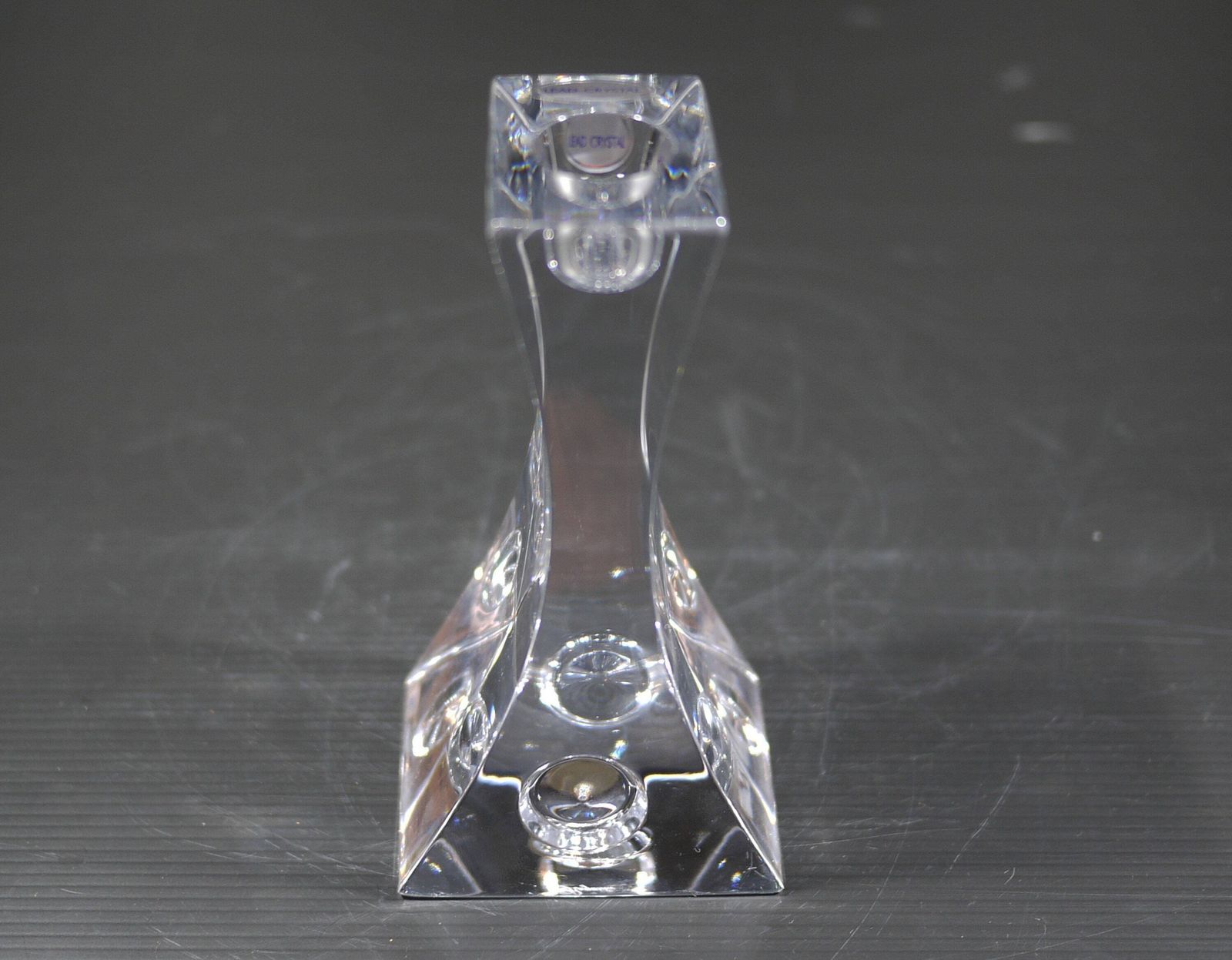 Vintage Rogaska Crystal Glass Candlestick Holder, Minimalist Design photo vintage