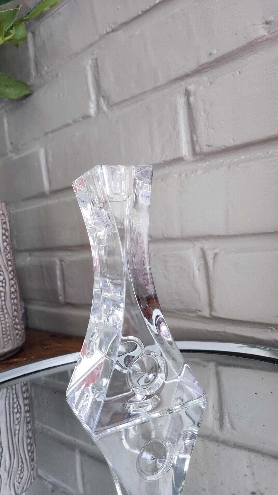photo furniture Vintage Rogaska Crystal Glass Candlestick Holder, Minimalist Design
