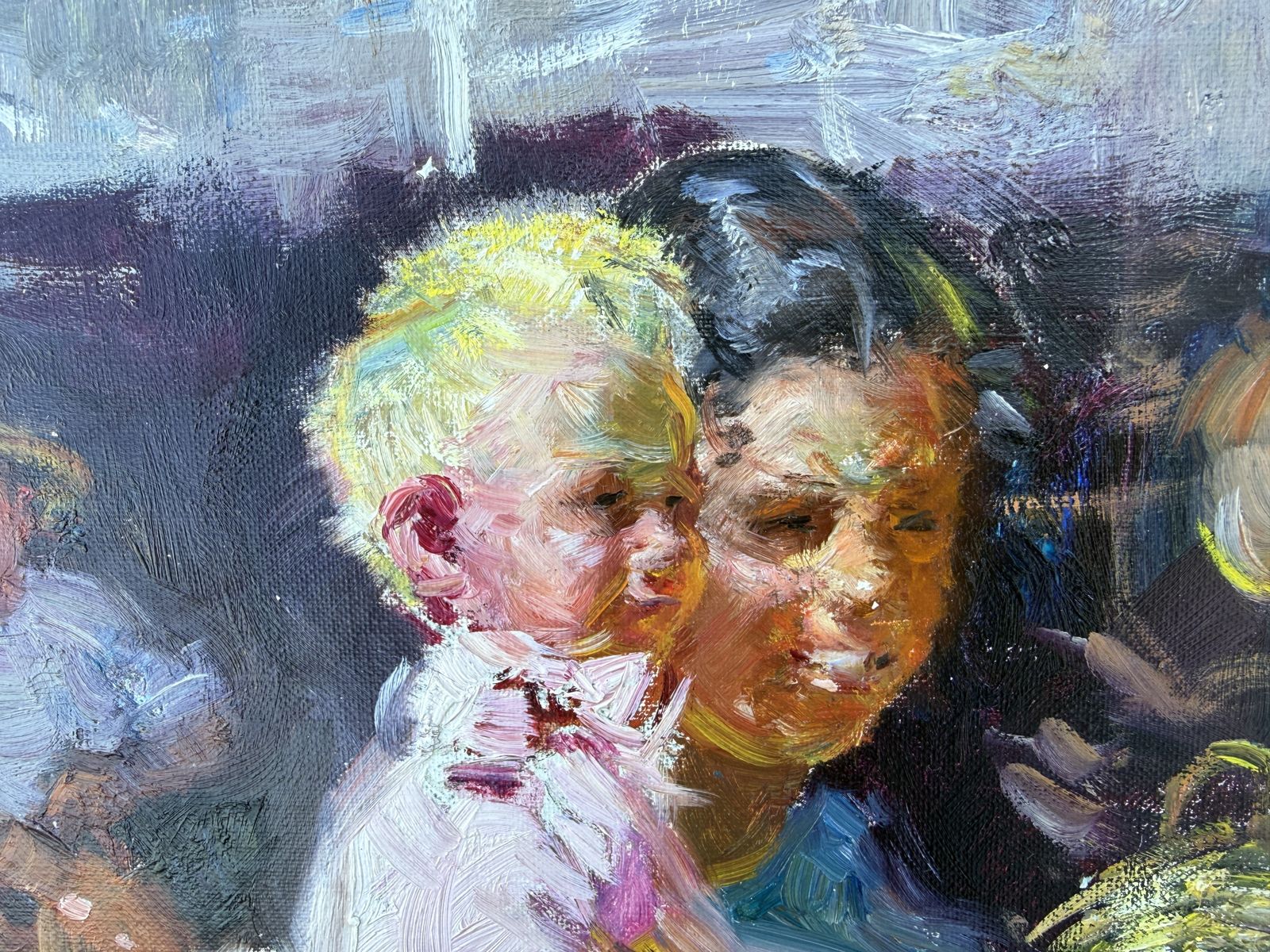 Ignacio Gil Sala Ibiza Children In White Village Mediterranean Figurative Oil Painting Spain 1970s photo Art