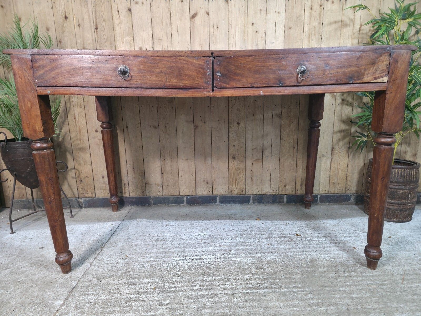 Vintage Antique Colonial Indian Hardwood Wooden Dining Table Kitchen Island photo furniture