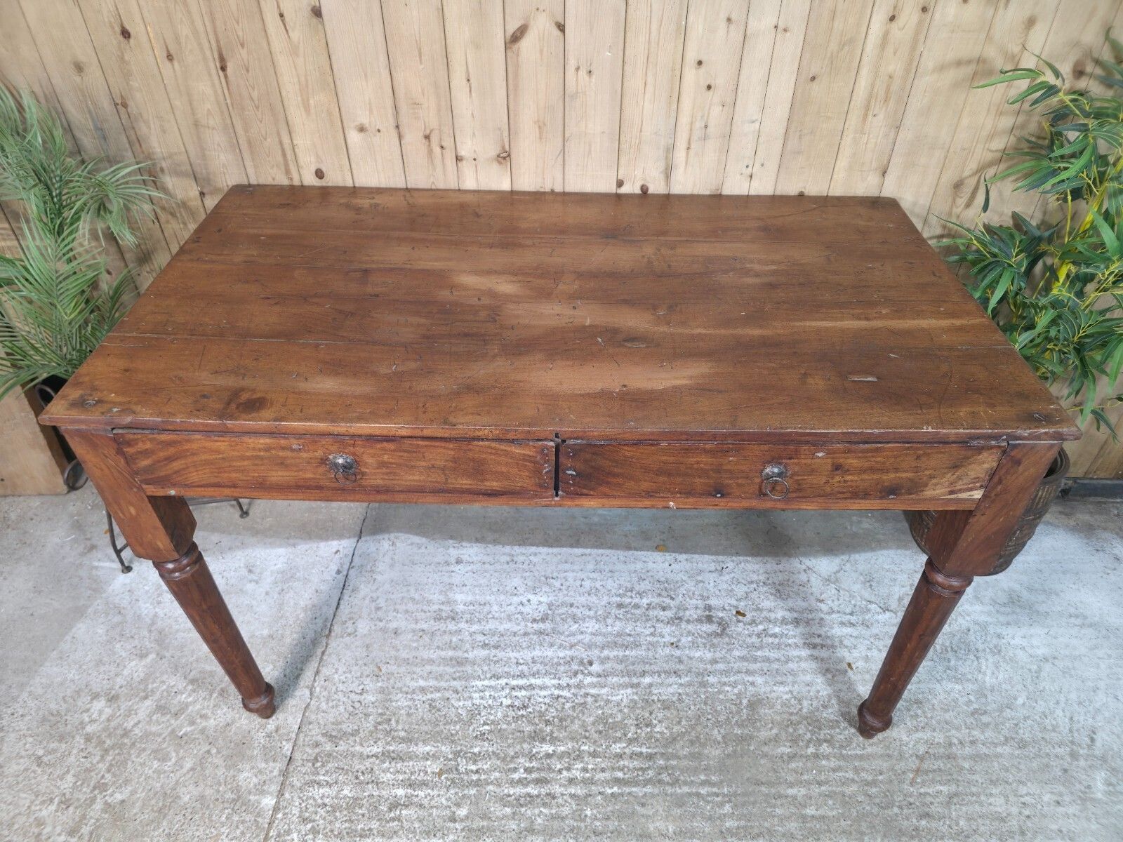 Vintage Antique Colonial Indian Hardwood Wooden Dining Table Kitchen Island photo for sale