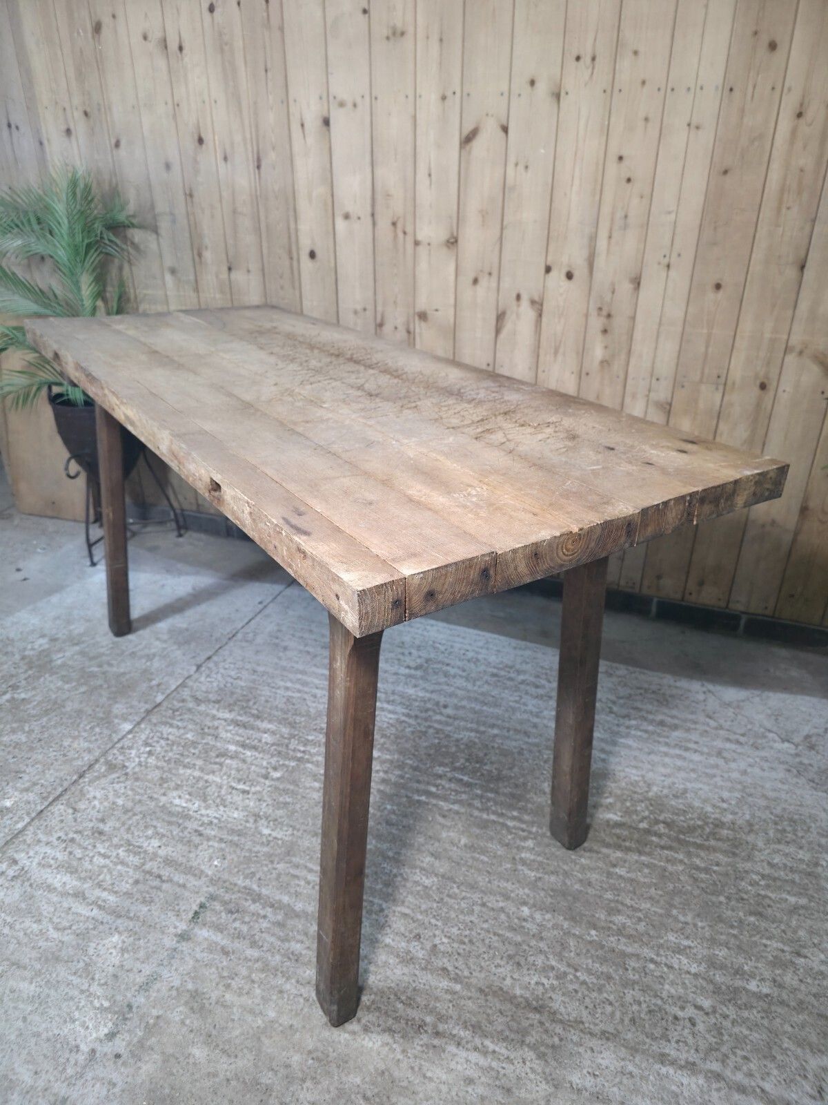Old Antique Primitive Rustic Hungarian Wooden Butchers Prep Table Kitchen Island photo vinterior