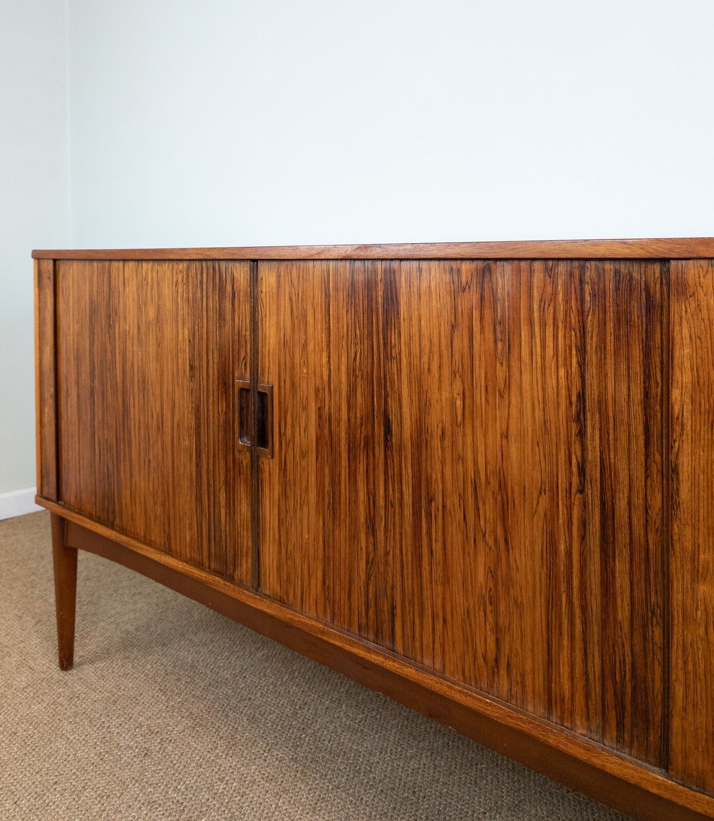 Refinished Vintage Mid Century Rosewood Teak Tambour Sideboard Record Cabinet photo buy