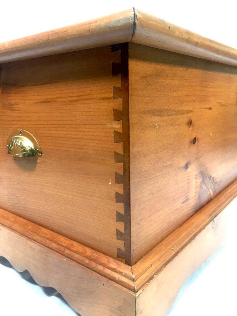 Vintage Wooden Large Pine Storage Trunk / Blanket Box Coffer Late 20th Century photo buy