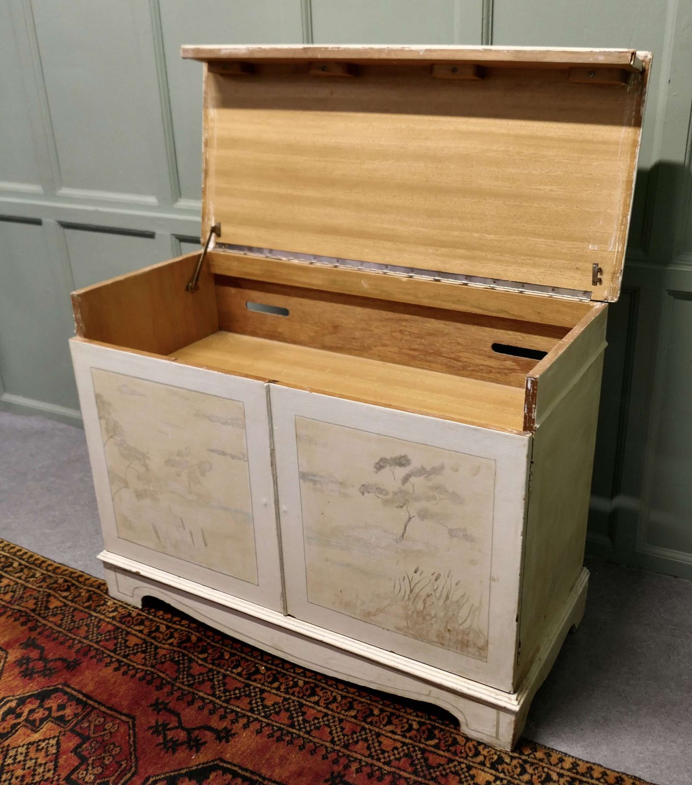 Mid Century Hand Painted Hi Fi Cabinet The Top Of This Piece Has A Hinged Top photo 930.0