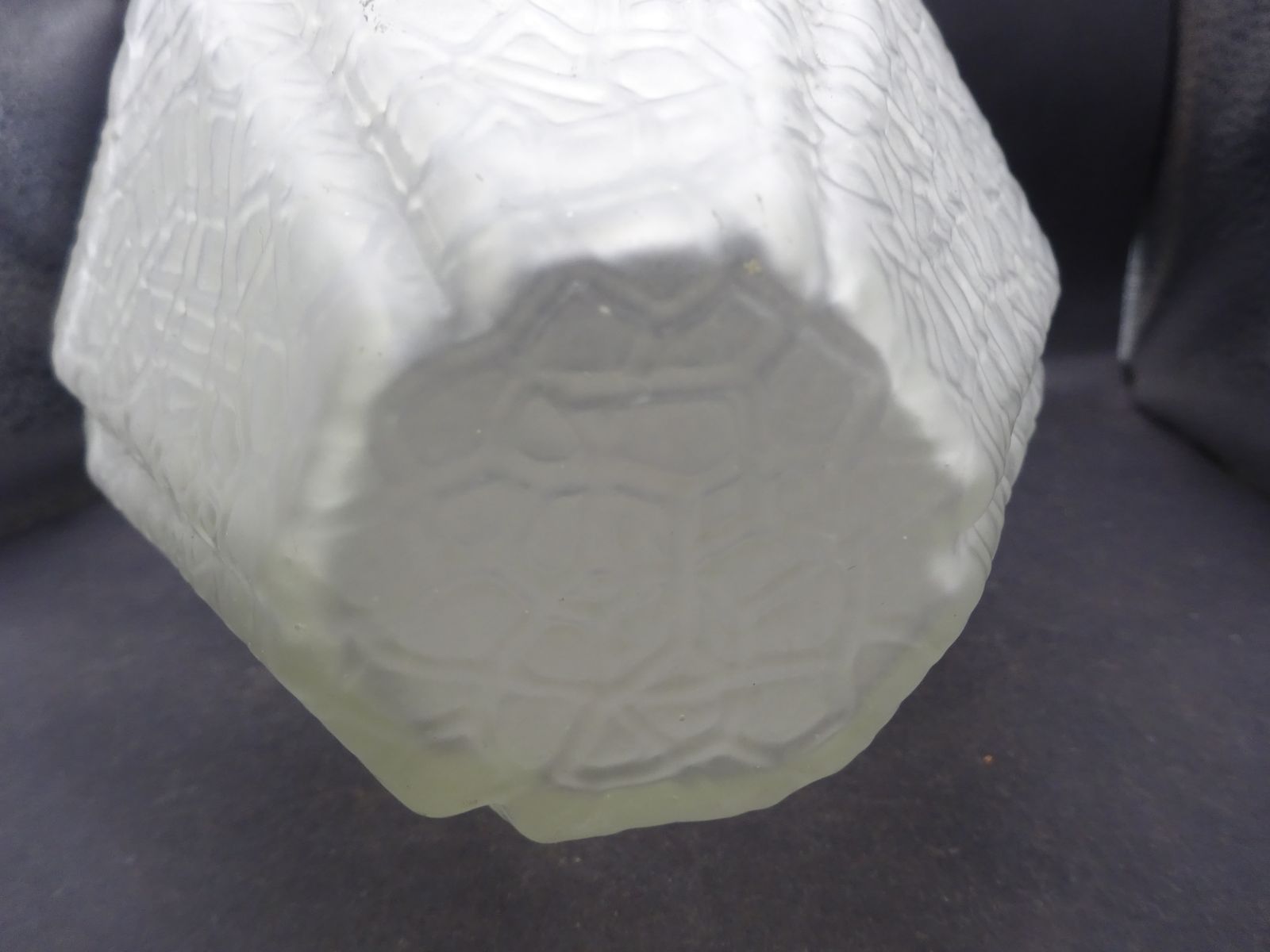 photo for sale Reclaimed Art Deco Hexagonal Jewel Textured Glass Pendant Shade