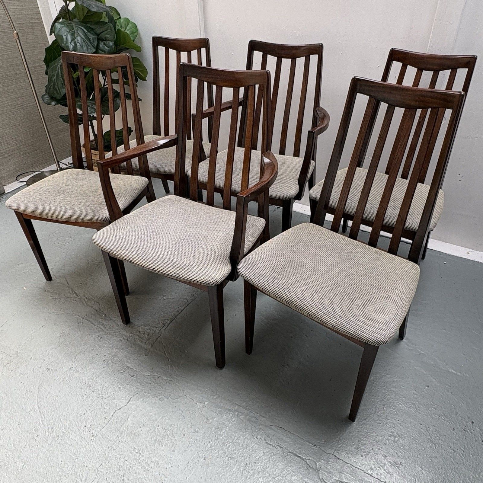 6 Vintage Mcm G Plan Fresco Slat Back Afromosia Dining Chairs photo vinterior
