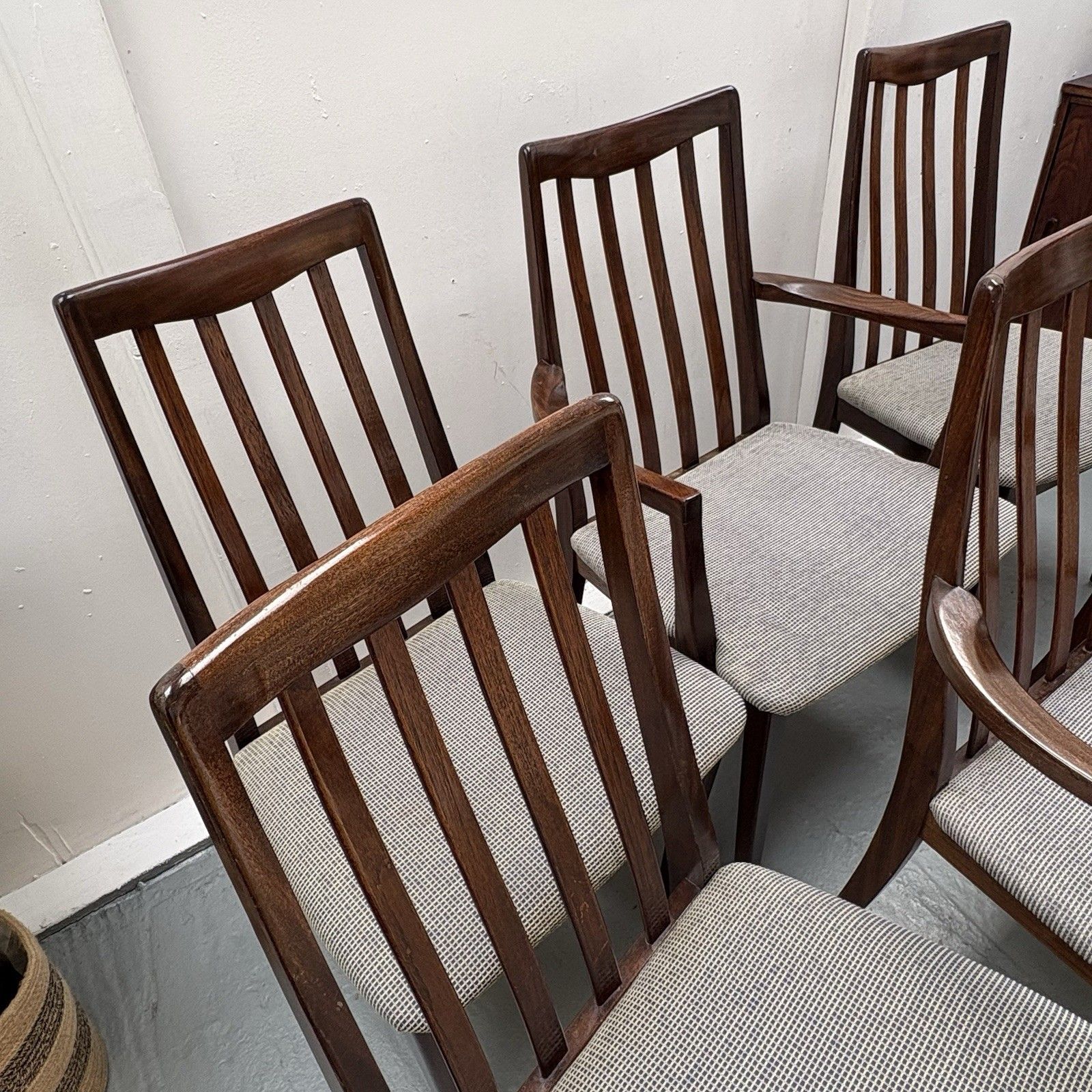 6 Vintage Mcm G Plan Fresco Slat Back Afromosia Dining Chairs photo buy
