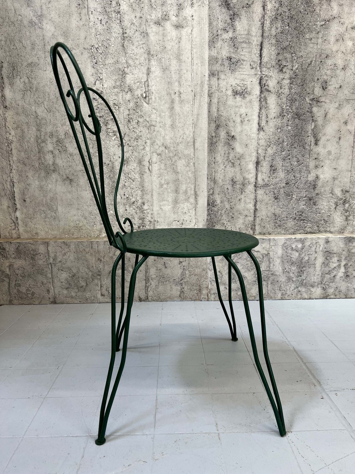 Set Of 4 Painted Forest Green Metal Garden Chairs photo buy