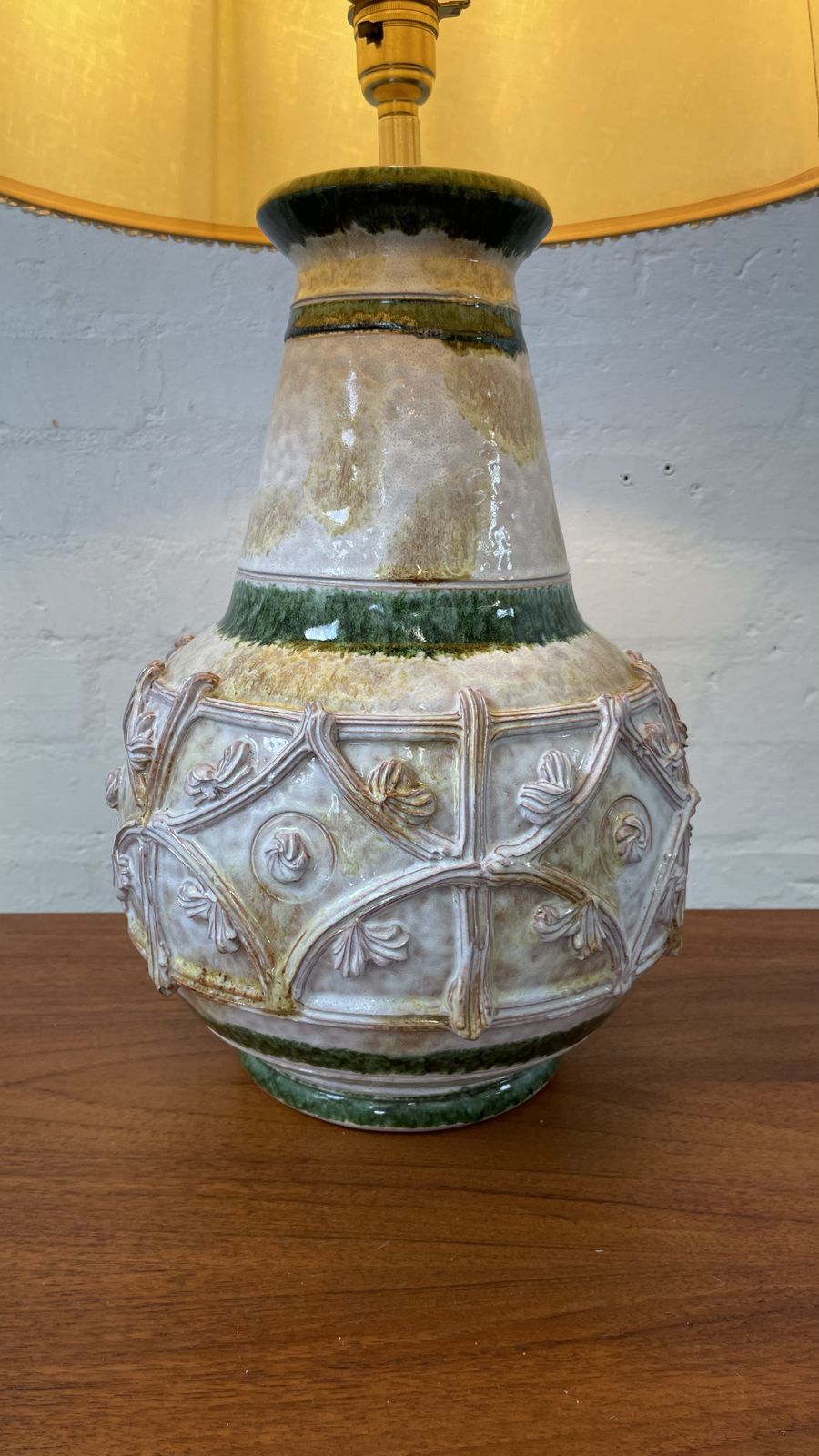 Vintage Italian Table Lamp 1960s–70s | Fat Lava Style Ceramic Base With Original Shade photo for sale