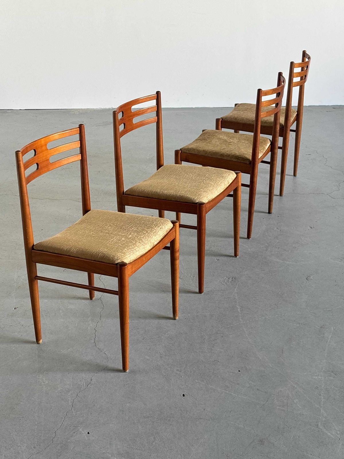 photo for sale Set Of 4 Danish Mid Century Dining Chairs In Teak Wood, Scandinavian Design, 1970s