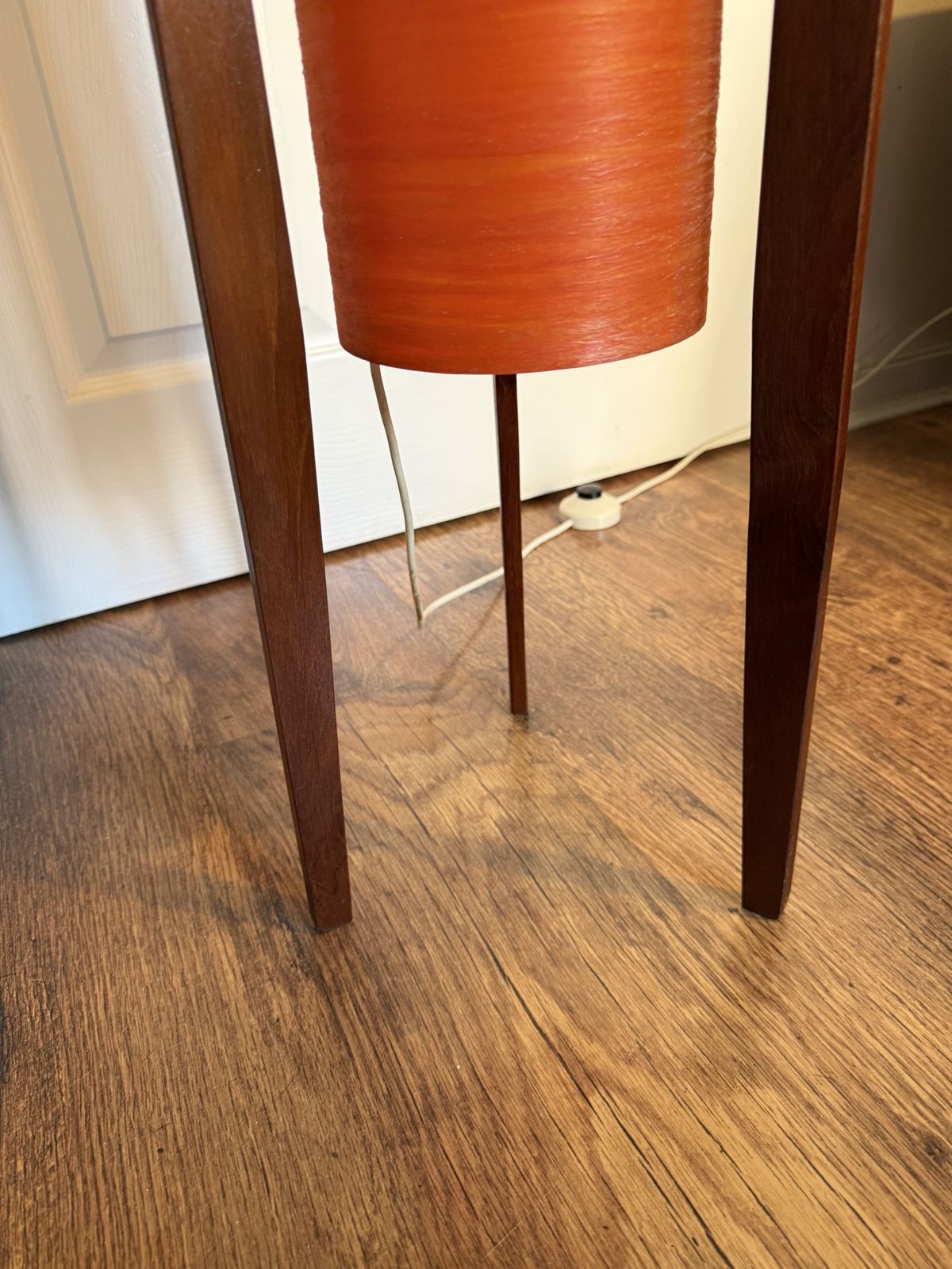 Original Vtg 1960s Novoplast Spun Orange Fibreglass And Teak Rocket Floor Lamp photo buy