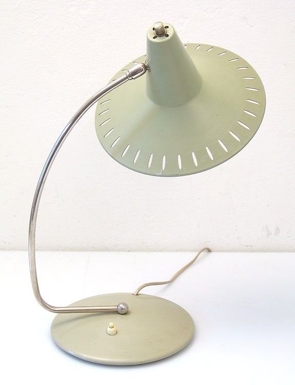 Vintage Verstelbare Tafellamp Uit De Jaren 1950 – Grijsgroen