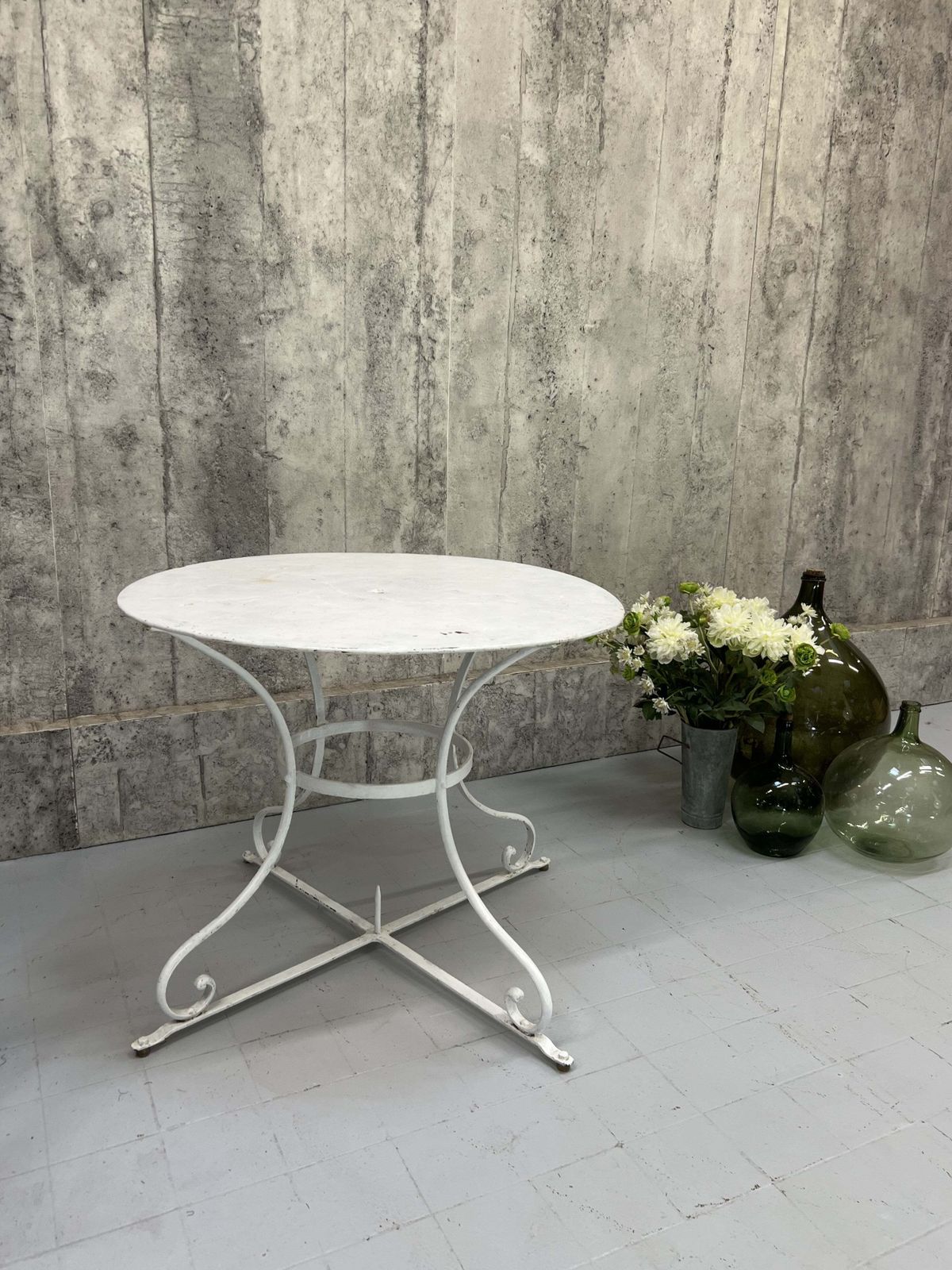 White Metal Garden Table photo for sale
