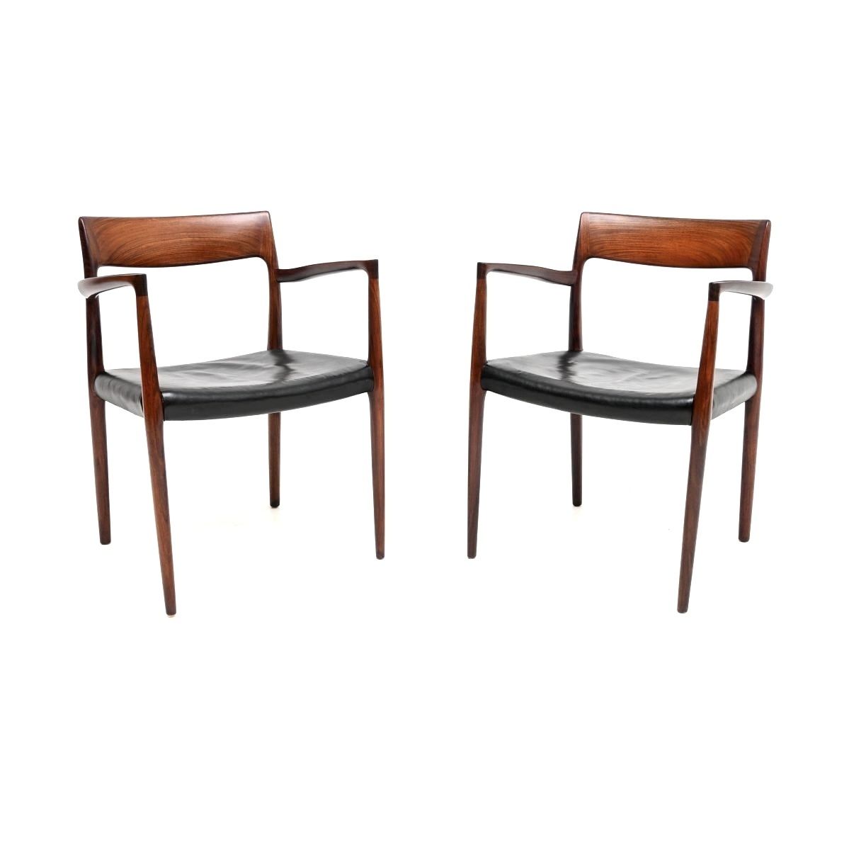 Pair Of Danish Vintage Rosewood Model 57 Chairs By Niels Moller