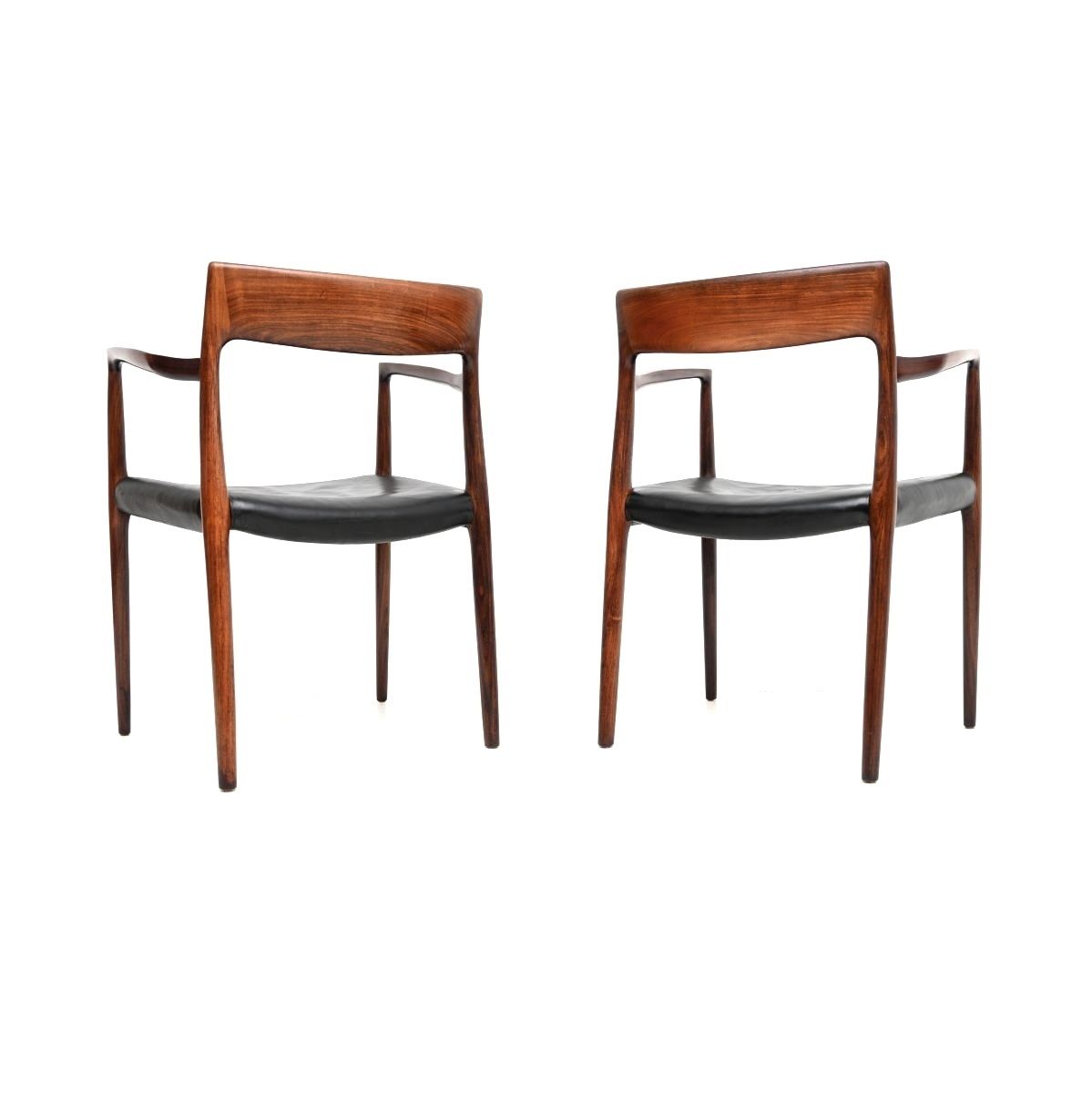 Pair Of Danish Vintage Rosewood Model 57 Chairs By Niels Moller photo for sale