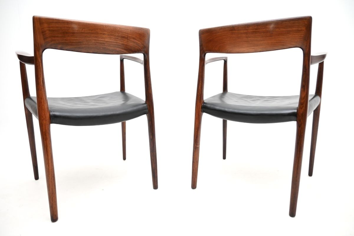 photo for sale Pair Of Danish Vintage Rosewood Model 57 Chairs By Niels Moller