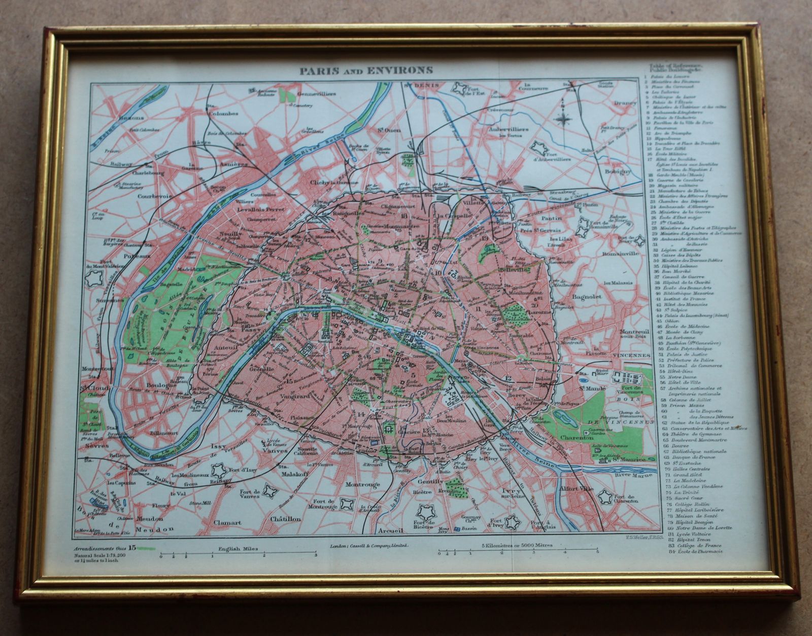 19th Century City Plan Of Paris Bt F S Weller F.R.G.S.