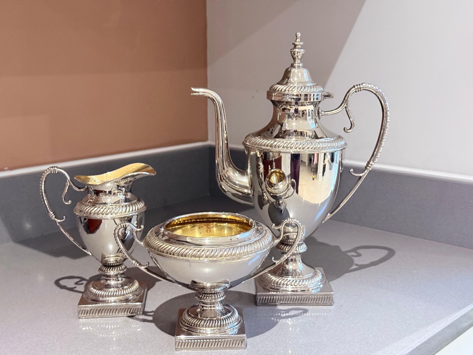 Antiek Zweeds verzilverd koffieservies - Gustaf Eriksson Eskils pot suikerpot photo furniture