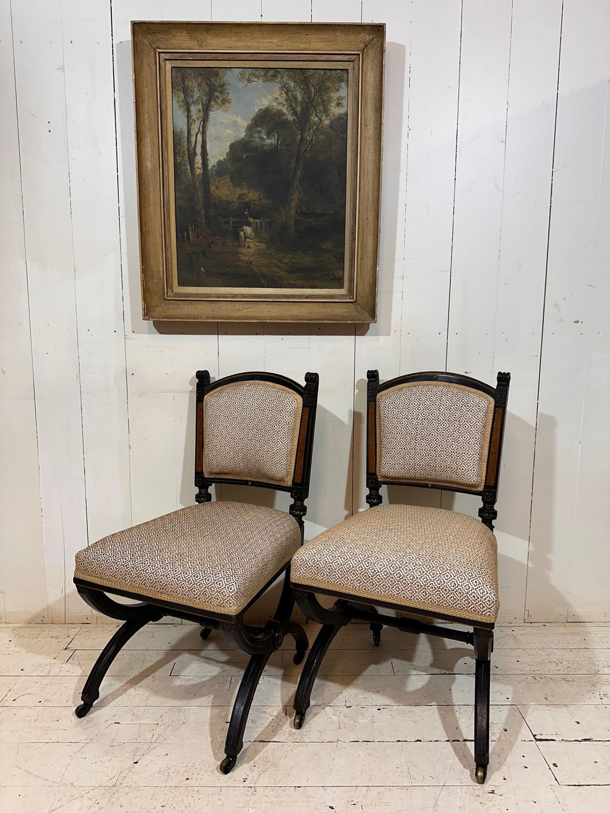 photo for sale Fine Aesthetic Movement Matching Pair Of Chairs By James Lamb Of Manchester