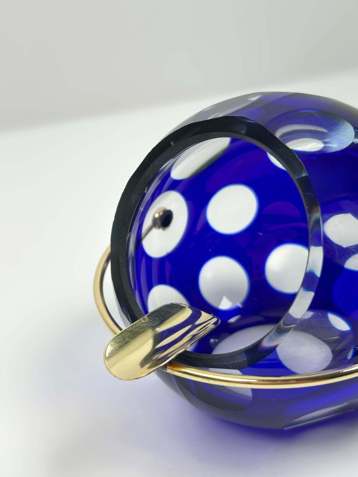 Cobalt Blue Cut To Clear Glass Ashtray By Marita Voigt, 1960s photo furniture