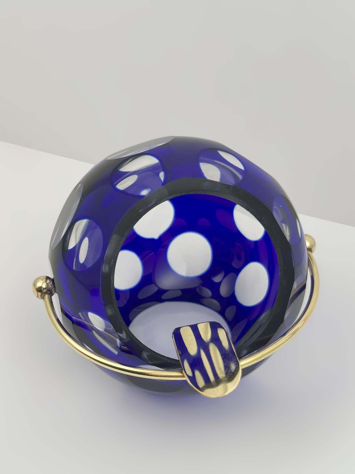 Cobalt Blue Cut To Clear Glass Ashtray By Marita Voigt, 1960s photo vinterior