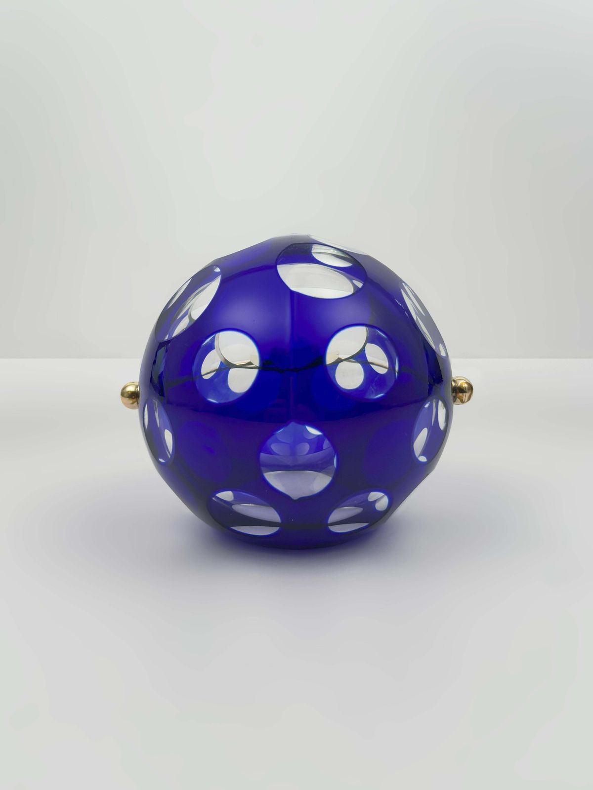 Cobalt Blue Cut To Clear Glass Ashtray By Marita Voigt, 1960s photo buy