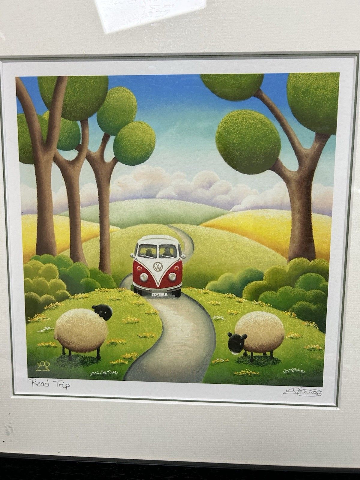 Lucy Pittaway Framed 'Road Trip' Signed Print Volkswagen Campervan Style photo vinterior