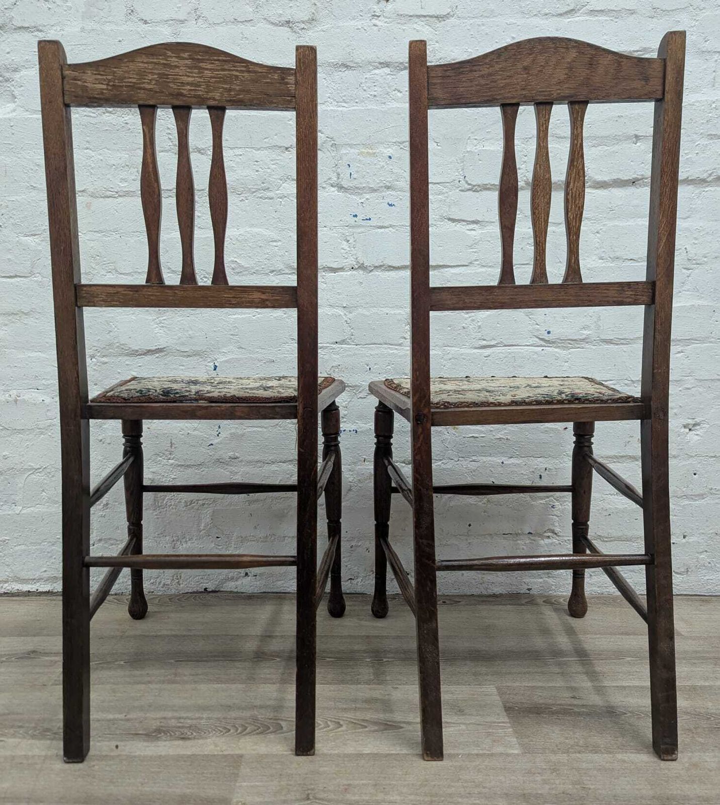 Pair Of Arts And Crafts Style Oak Side Chairs photo for sale