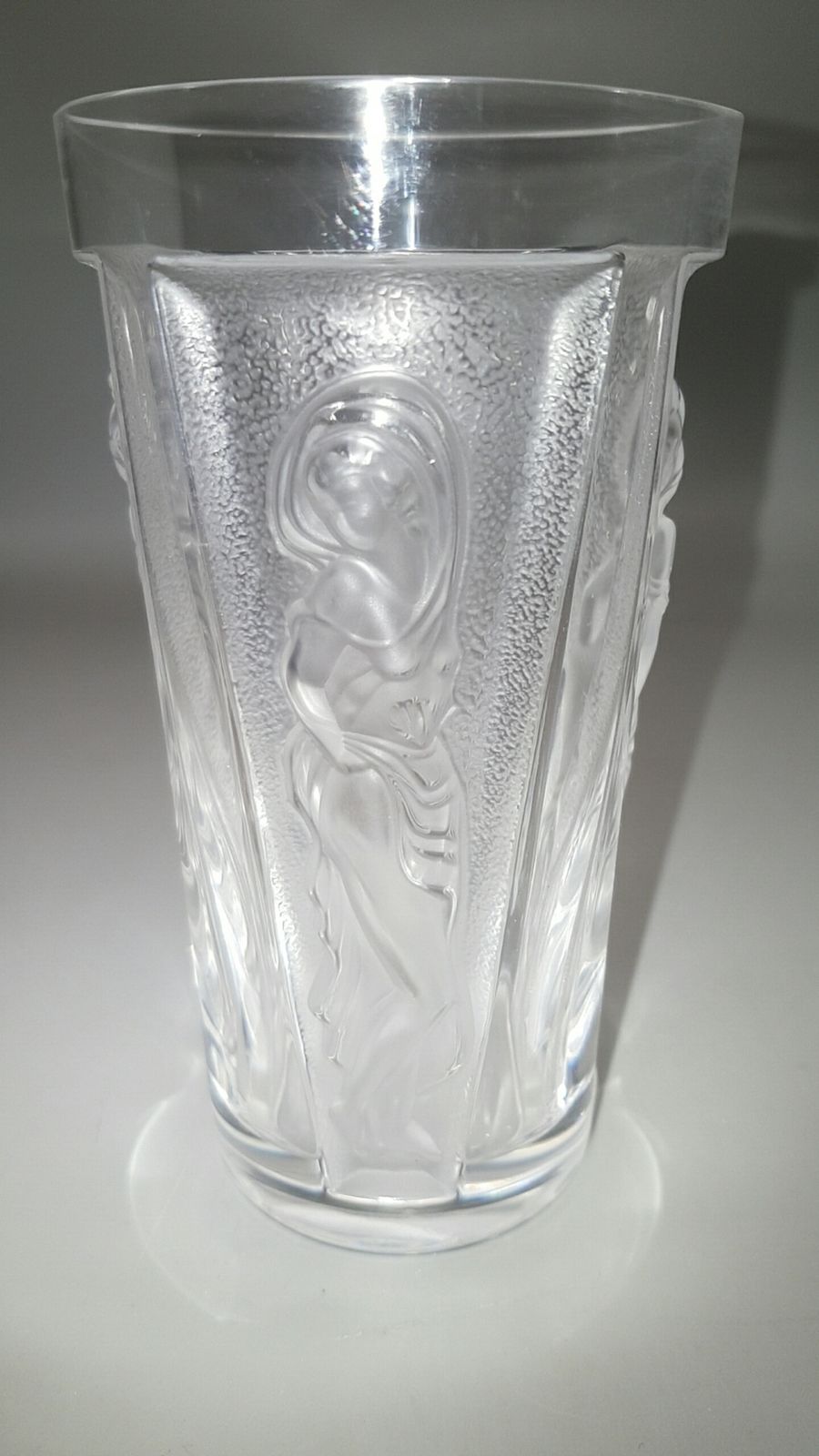 Rare Lalique Clear/Frosted Crystal 'Muses' (Goddess) Highball Glass/Tumbler photo for sale