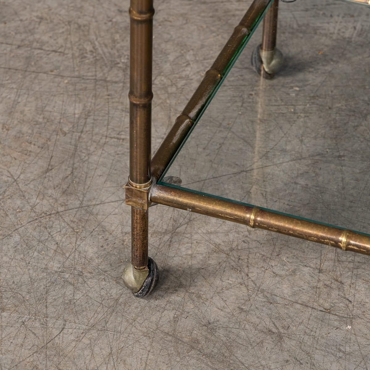 20thc French Set Of Three Brass Faux Bamboo Nesting Tables By Maison Jansen photo buy