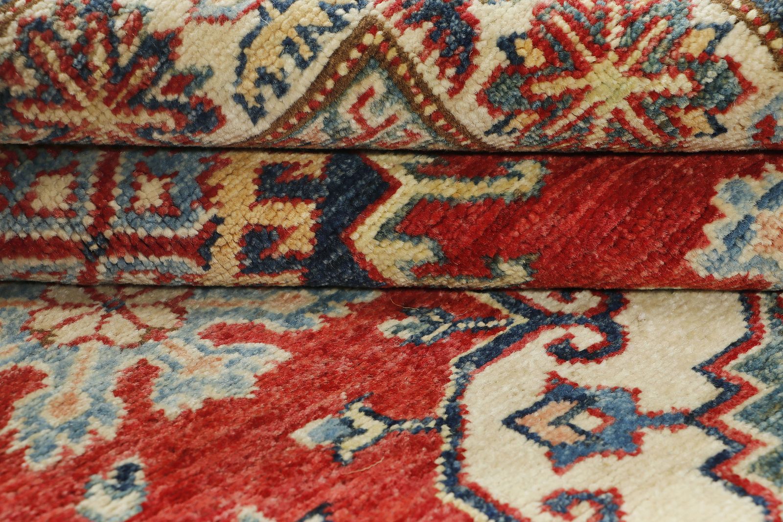 Super Kazak Hand Knotted Traditional Red Area Rug 114x180 Cm photo 446.0