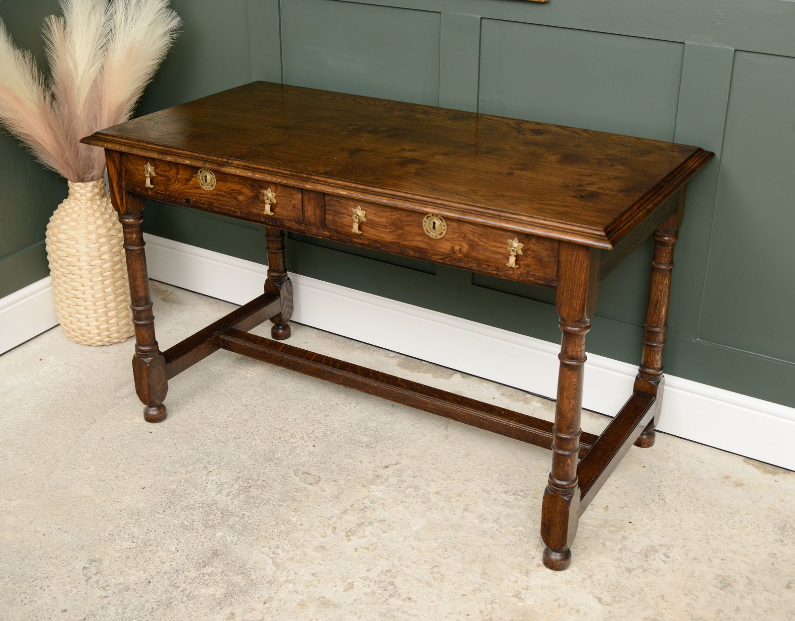 photo vintage Solid Oak Console  With Drawers   Bylaw Furniture