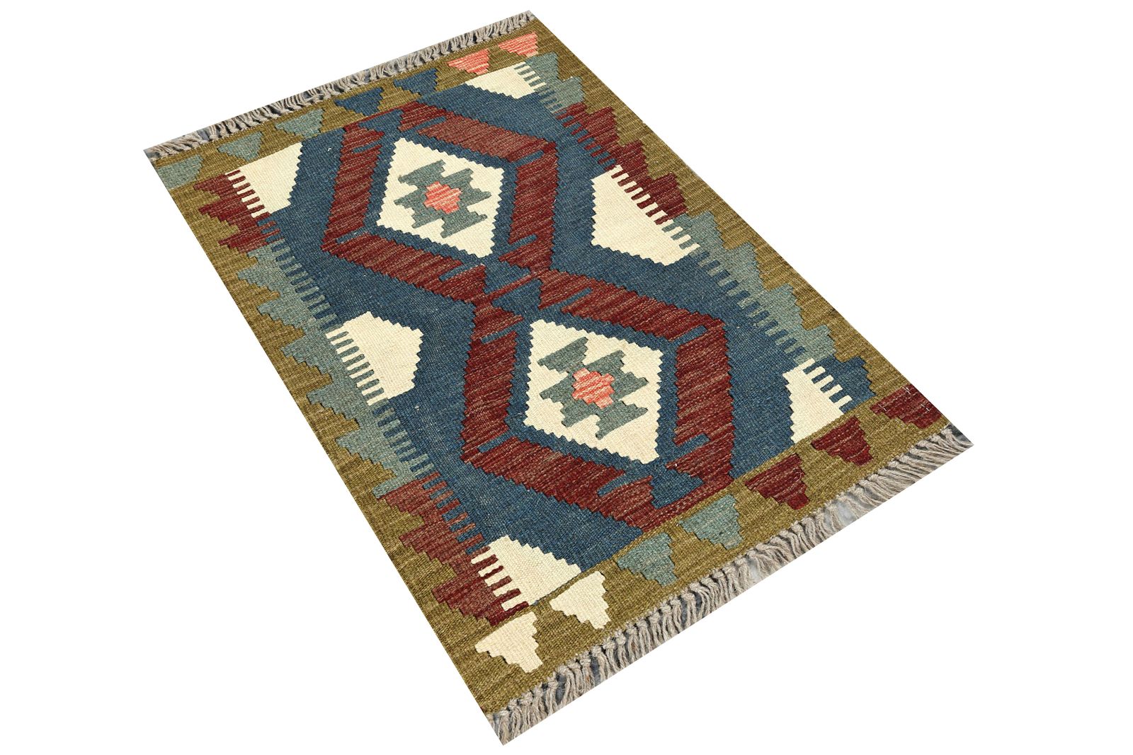 Multicolour Kilim Handwoven Wool Small Tribal Accent Rug photo furniture