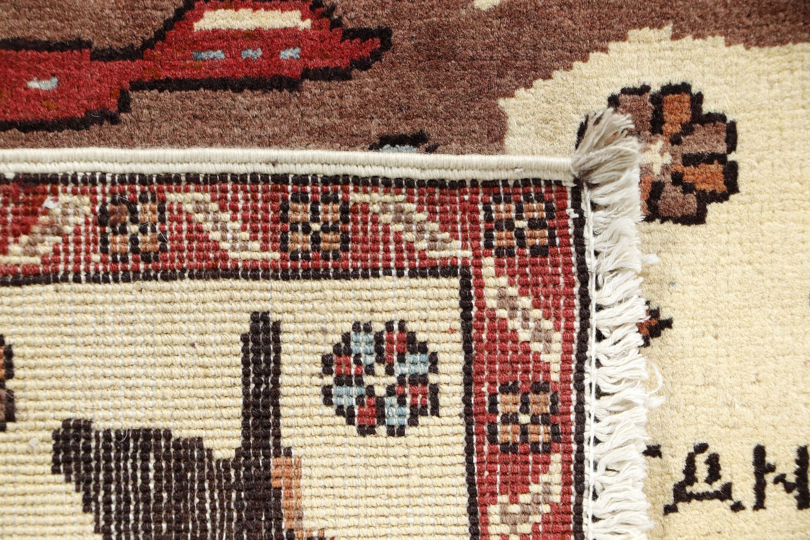 Afghan War Hand Knotted Ivory Pictorial Map Unique Rug photo vinterior