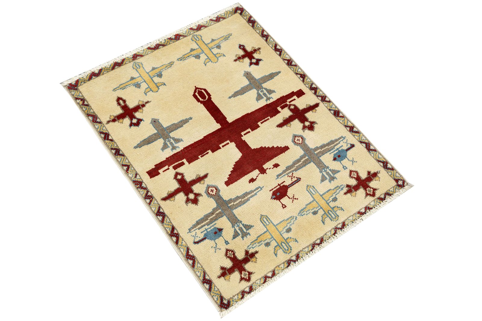 Ivory Afghan War Airplane Helicopter Military History Small Rug photo furniture