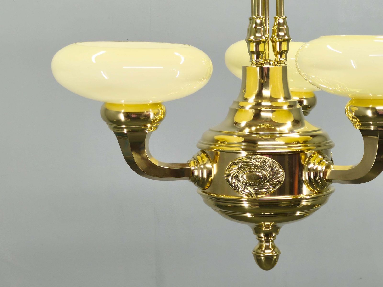 Neoclassical Art Deco Brass Chandelier, Czechoslovakia, 1930s photo Lighting